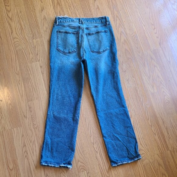 GOOD AMERICAN GOOD CURVE STRAIGHT jeans distressed high waist stretch sz 10/30 - Picture 4 of 7